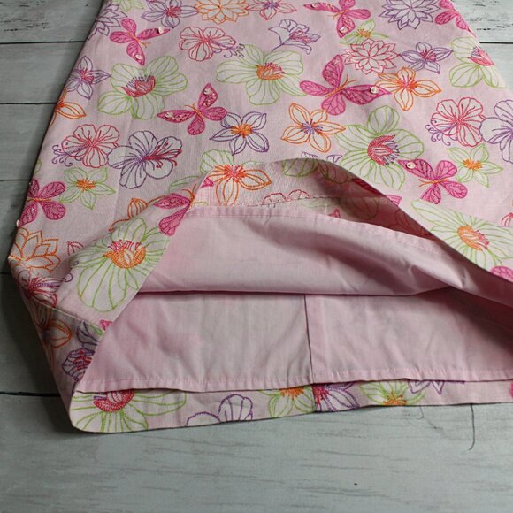 Talbots Kids Girl's Floral Linen Dress Size 10 Pink Sequin Beaded Butterflies - Picture 4 of 7